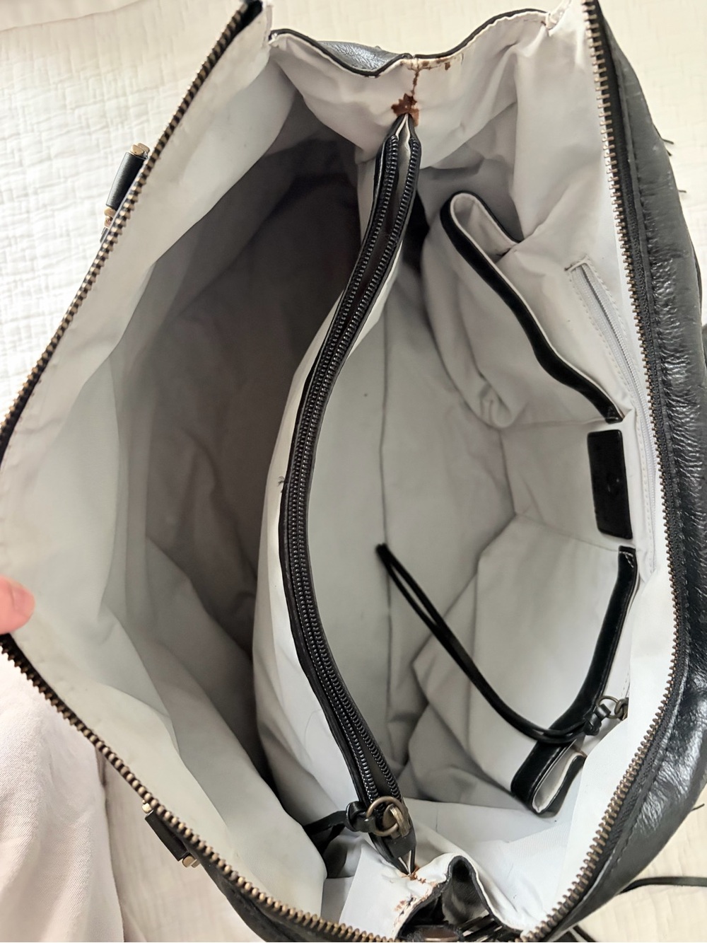 Cole Haan Black Braided Leather Tote Handbag “Sierra Spug” - Picture 6 of 11
